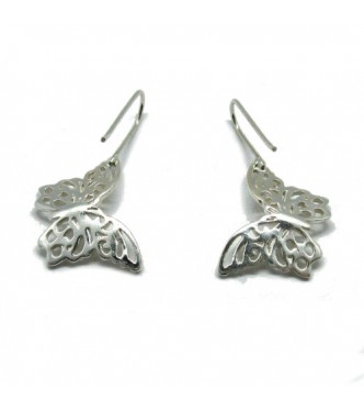 E000739 Sterling silver earrings butterflies on hook solid hallmarked 925